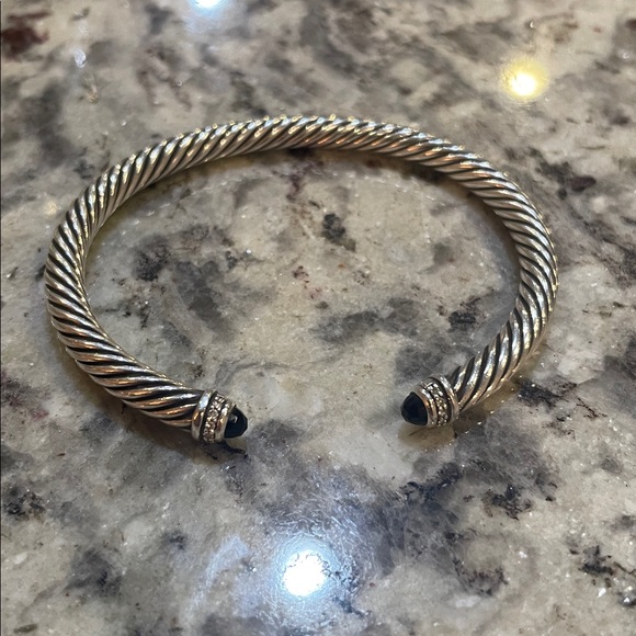 David Yurman CLASSIC CABLE BRACELET Sterling Silver Black Onyx Diamonds, 5mm - Picture 3 of 5